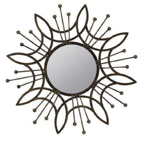 Miroir mural avec cadre en feuille d'or, métal antique brossé, matériau en verre, art mural décoratif - Product Image 2