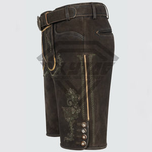 Short Lederhosen bavarois en cuir de haute qualité confort ceinture élastique sur mesure short Lederhosen brodé de couleur unie - Product Image 5