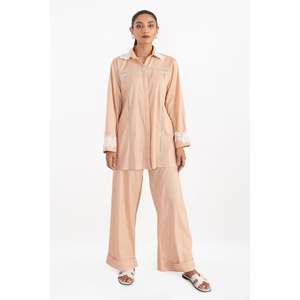 Conjunto Casual de Dos Piezas para Mujer, Diseño Ondulado Color Durazno, Tendencia Primavera/Verano, Tallas XS a 3XL Disponibles - Product Image 1