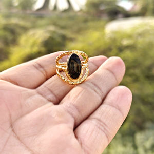 Nueva colección de anillos de ojo de tigre negro en latón chapado en oro de 18k, joyería elegante y con estilo, accesorios para fiestas para mujeres. - Product Image 5