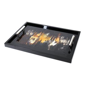 Bandeja de servicio rectangular brillante Mango de resina de madera Utensilios de cocina Alimentos seguros para el hogar Soporte Precio a granel para utensilios de cocina de madera - Product Image 1