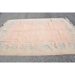 พรมวินเทจขนาดใหญ่พิเศษ 6.9x10.3 ฟุต ลายดอกไม้สีเบจ สไตล์ตุรกี - Product Image 3