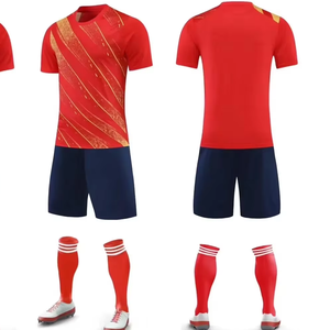 Maillot de football personnalisé pour homme 100% polyester avec logo et nom sur le devant, service OEM pour uniformes d'équipe, tailles jeunes et enfants, découpe automatisée - Product Image 1