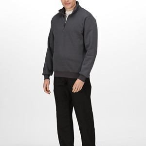 Sweat-shirt à col montant zippé pour homme Index Apparel, gris foncé uni, coupe classique, décontracté, automne, en molleton tricoté - Product Image 3