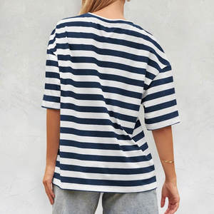 Verano Casual algodón nuevo diseño camisetas mujeres venta al por mayor verano desgaste transpirable nueva moda forrado diseño algodón camisetas mujeres - Product Image 4