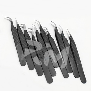 RMI Diamond Grip Extension de cils pince à épiler pointe argentée/couleur enduite de poudre d'argent 10 points différents ensemble pince à épiler Extension de cils - Product Image 1