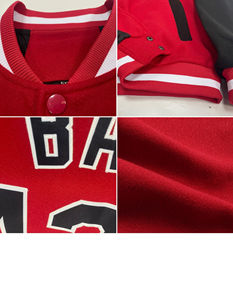 Chaqueta universitaria roja universitaria de alta calidad para hombres Mangas de cuero hechas a mano Casual OVO Collegiate para jugadores de béisbol Letterman - Product Image 3