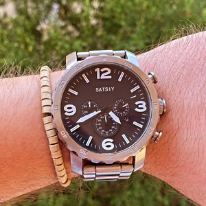 นาฬิกาข้อมือผู้ชาย SATSIY <span class=keywords><strong>JR1353</strong></span> ระบบโครโนกราฟ GMT ควอตซ์ กันน้ำ 100 เมตร หน้าปัดสีดำ สายหนัง สปอร์ต หรูหรา ขายส่ง - Product Image 2