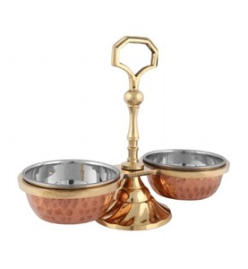 ชุดถ้วยดองผลไม้ทองแดงสองช่อง ผลิตจากโรงงานโดยตรง ทองแดงแบบดั้งเดิม กลิ่นอายทันสมัย รับประทานดองผลไม้สดๆ ได้ทันที - Product Image 1