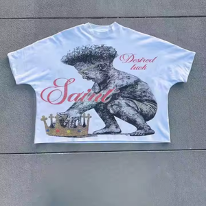 Streetwear Boxy T Shirt Top trending Hombres Drop Shoulder Wash Heavyweight Oversized Blank Cropped Boxy Fit T shirt - Product Image 1