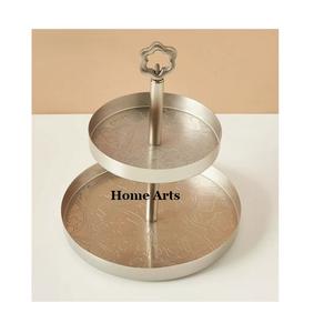 Soporte de pastel de acero inoxidable de 2 niveles Diseño de tendencia Forma redonda Chocolates Dulces Soporte para proveedor mayorista - Product Image 1