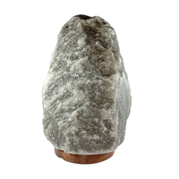 Lampes en sel gris naturel de l'Himalaya 100% pur, sculptées en forme de pyramide, base en bois, table d'appoint de luxe, décoration d'intérieur, cadeau, purificateur d'air