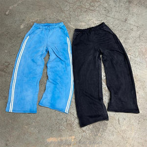 กางเกงวอร์มขายาวแบบขากว้างของผู้หญิงกางเกงวิ่งพร้อมกระดุมตกแต่งโลโก้แขนยาวแบบถักหนากางเกงคาร์โก้ซักแล้ว - Product Image 2