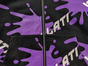 Pantalones de chándal acampanados con estampado de abullonado y cremallera completa personalizada, conjuntos de sudadera con orejas de algodón pesado, chándal acampanado Unisex para - Product Image 6