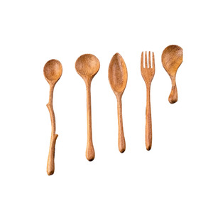 Wooden Cooking Spoon - Solid Wood <b>Utensil</b> with Round Mouth and Long Handle - Household <b>Kitchen</b> Essentials - Product Image 2