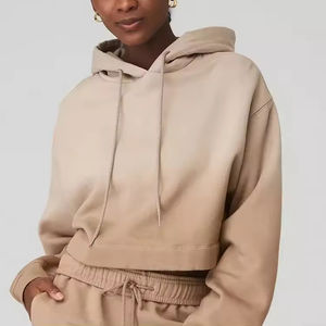 Sudadera Corta con Capucha para Mujer, Estilo Nuevo, Estampada, de Invierno, Color Sólido, Informal, para Calle, 100% Algodón, Sudadera con Capucha para Mujer - Product Image 5