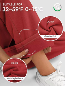 Pantalon de survêtement confortable pour femme, coupe droite, en molleton doux, coupe régulière, chaud pour l'hiver, écologique, taille élastique avec dentelle, décontracté pour tous les jours - Product Image 3