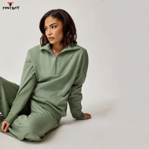 Ras du cou hiver conception personnalisée col roulé fermeture éclair sweats courts pour femme conception populaire sweat pour les femmes - Product Image 5