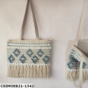 Bolsos de Mano de Algodón Dari Hechos a Mano por Diseñadores Internacionales de Craftstages, Bolsos de Hombro con Patrón de Hilo Cuadrado Tejidos a Mano, Ecológicos para Mujer - Product Image 1