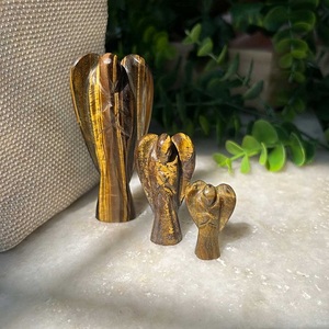 Precio barato tallado a mano Natural Tiger Eye Crystal Angel Figurita Natural Healing Stone Guardian Angels para regalos y decoración en venta - Product Image 5