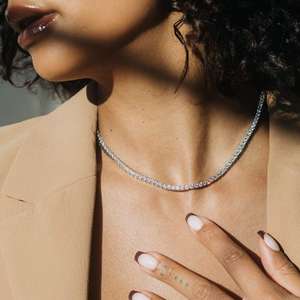 Luxury Unisex Tennis Gold Plated VVS Moissanite Sterling <b>Silver</b> Hip Hop Style IGI Certified Tennis Chain and <b>Necklace</b> <b>Set</b> - Product Image 3