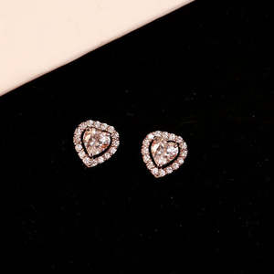 NOVAMART Fine Zarkan Cute <b>Silver</b> <b>Stud</b> <b>Earrings</b> Zircon Heart Trendy Religious Geometric Copper Main Material Rhodium Zinc Alloy f - Product Image 3