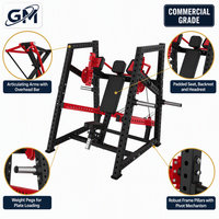 Machine à pullover à charge libre avec bras articulés et siège rembourré pour l'entraînement musculaire en salle de sport commerciale
