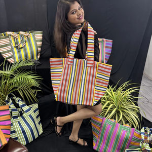 ถุงช้อปปิ้งแบบใช้ซ้ำได้ ผลิตจากไนลอน PP รีไซเคิล ของอินเดีย ถุงผ้าแบบยั่งยืน จำหน่ายจำนวนมาก ถุงซักผ้า - Product Image 2