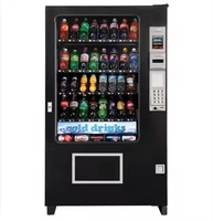Distributore Automatico Nero Compatto per Snack e Bevande con Pagamento con Carta di Credito, Display LCD e Opzioni di Pagamento Multiple per Uso Commerciale