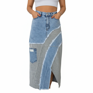 กางเกงยีนส์เอวสูงทรงเอวสูงแบบไม่สมมาตร สไตล์วินเทจสีน้ำเงิน  รุ่นใหม่ล่าสุด  สำหรับผู้หญิง  สไตล์สตรีทแวร์ลำลอง  แบบรัดรูป  รักษ์โลก  ความยาวปานกลาง - Product Image 1