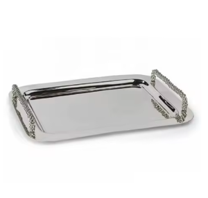 Plateaux de service en aluminium de luxe à motif de feuilles, très vendus, pour la maison, la cuisine, les restaurants, artisanat, derniers plateaux décoratifs - Product Image 5