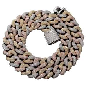 Cadena de eslabones cubanos 15mm estilo Hip Hop VVS Moissanite Iced Out Jewelry para boda de hombres Plata de Ley 925 - Product Image 4