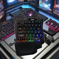 Clavier souris de jeu lumineux à une main avec repose-poignets rétroéclairé par LED 35 touches contrôleur de jeu ergonomique pour ordinateur PC