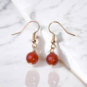 Round Healing Carnelian Gemstone Drop <b>Earrings</b> - 925 Silver <b>Handmade</b> <b>Earrings</b> - Product Image 1