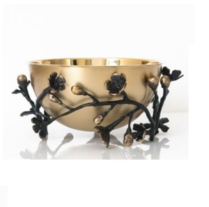 Prix de gros Bol à pied en aluminium avec finition dorée Décoration et utilisation disponibles avec le fournisseur indien - Product Image 2