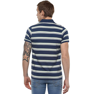 เสื้อยืดลายทางแขนสั้นเข้ารูปสำหรับผู้ชาย,เสื้อยืดแฟชั่นแบบเข้ารูปปรับแต่งได้จากบังกลาเทศ - Product Image 2