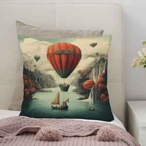 Coussin imprimé avec scène forestière en bordure de rivière - Coussin d'intérieur moderne, 36"x36" - 90x90 cm - Product Image 4