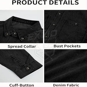 เสื้อเชิ้ตยีนส์ผู้ชายรุ่นใหม่ปี 2026  รับผลิตตามสั่ง  ออกแบบโลโก้ได้  น้ำหนักเบา - Product Image 6