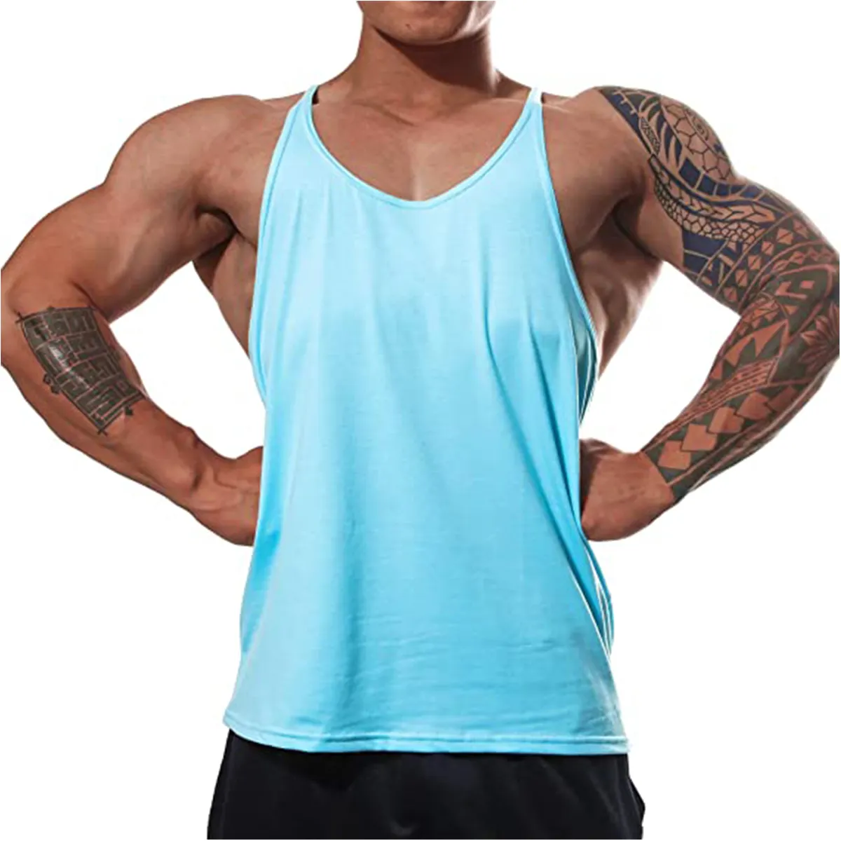 Camiseta sem mangas masculina, camisa fitness de algodão para musculação e treino, roupa esportiva singlet