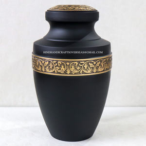 Urne funéraire pour animaux de compagnie en aluminium avec zircon bleu nuageux fait à la main, grande urne pour cendres humaines et d'animaux de compagnie, gravée, peinte, biodégradable, écologique - Product Image 5