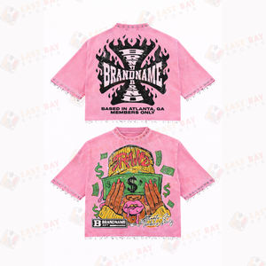 Camiseta Corta Personalizada con Lavado Ácido para Hombre, Corte Holgado, Algodón Grueso, Estampado Gráfico DTG, Estilo Urbano - Product Image 4