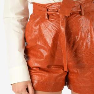 Pantalones cortos de cuero de talla grande al por mayor 2023, pantalones de cuero de pierna ancha de piel de oveja auténtica para mujer - Product Image 3