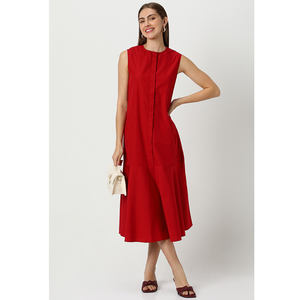 Robe décontractée élégante d'automne personnalisée Robe confortable à la mode Robe OEM ODM Robe sans manches de femmes de couleur rouge à la fabrication en gros - Product Image 5