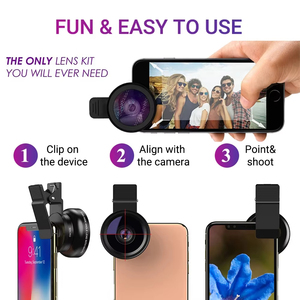 Lente Universale 2 in 1 con Clip 37mm per Telefono Cellulare, Lente Professionale 0.45x 49uv Telescopica Macro HD per <span class=keywords><strong>iPhone</strong></span> e Android - Product Image 6