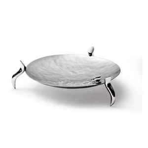 Ensemble de plateaux de service en acier inoxydable de forme ronde moderne, écologique, design classique poli, lavable au lave-vaisselle, pour la maison - Product Image 2