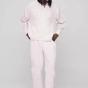 Ropa informal de gran tamaño Skript con capucha Split Hem chándales Top Trending transpirable de alta calidad conjunto de chándal personalizado para hombres - Product Image 1