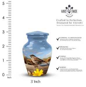 Urna Funeraria Moderna de Aluminio para Cenizas, Recuerdo de Pájaro - Product Image 2