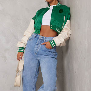 Chaquetas de satén cortas para mujer a la moda, fabricante profesional, el mejor diseño, precio barato, logotipo personalizado para chaqueta Bomber - Product Image 3