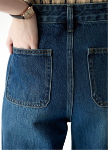 Ropa de calle de moda de alta calidad para mujer, pantalones vaqueros Cargo de pierna ancha con diamantes de imitación lavados, pantalones vaqueros holgados con múltiples bolsillos para mujer - Product Image 4