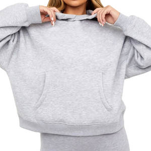 Venta al por mayor de gran tamaño pulóver sudadera para mujer de tejido de punto grueso pesado Sudadera con capucha de invierno con logotipo frontal de impresión de gran tamaño - Product Image 1